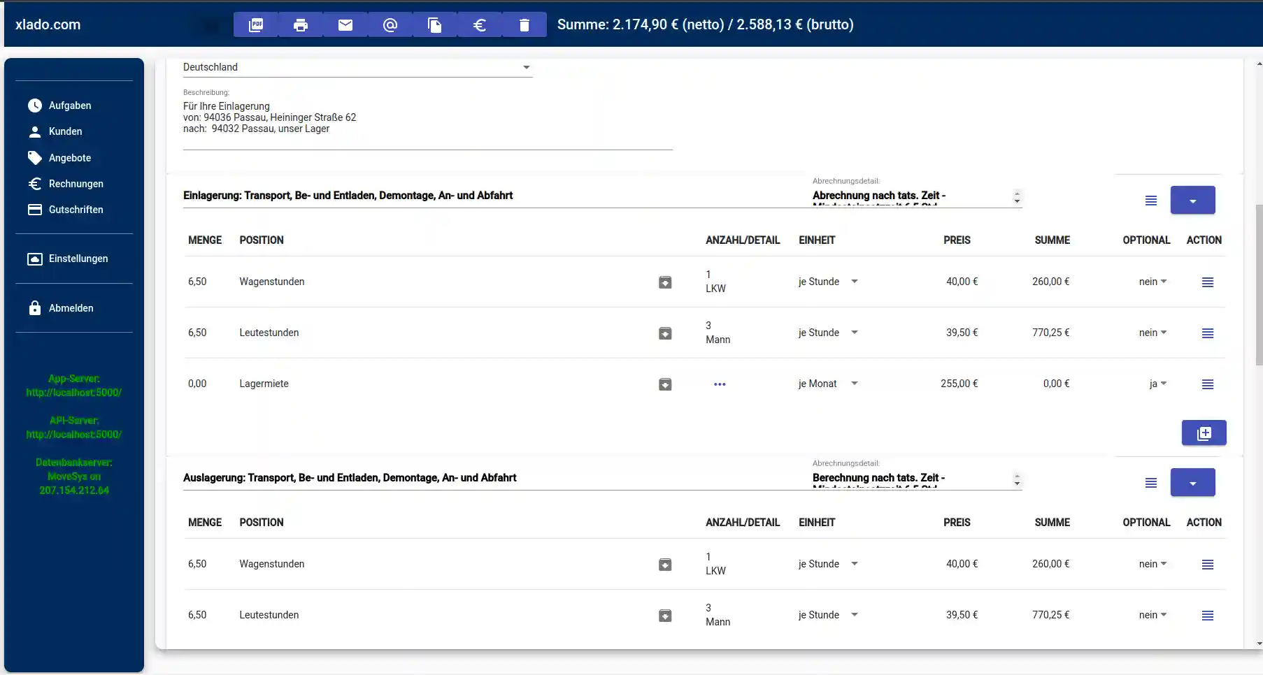 Xlado Umzugssoftware App – Umzugsangebot für Umzugsfirma in Sekundenschnelle